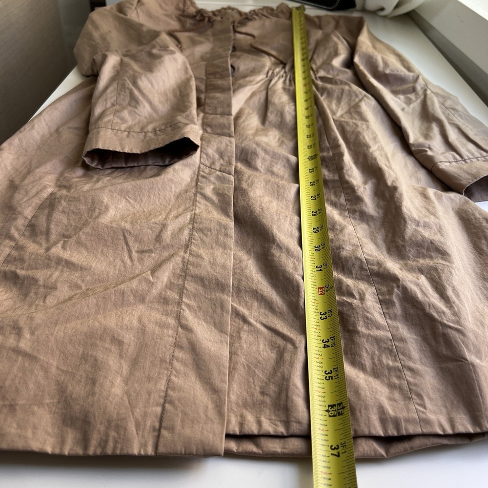 Diane Von Furstenberg Women's Sporti Trench Jacket Sz 2 Cinched Waist Khaki Tan - Picture 14 of 16